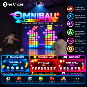 Terrain de jeu virtuel de pickleball Onecraze AR, jeux interactifs multijoueurs à frapper sur les murs, 20+ jeux, projecteur d'intérieur de 5300 lumens - Product Image 1