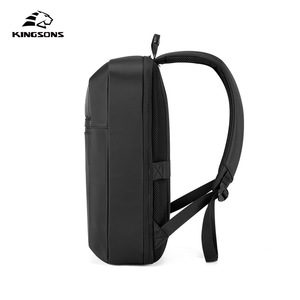 Kingsons Laptop <b>Backpack</b> 20-35L Large Capacity Business Travel Unisex <b>Black</b> Solid Color Shoulder Straps - Product Image 1