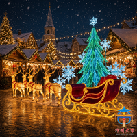 Lanterne de Noël en soie artisanale en forme de renne et de traîneau, décoration festive extérieure géante, illuminée par LED, pour une présentation de vacances éclatante