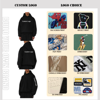 Sweat à capuche personnalisé 100 % coton pur pour homme, avec logo imprimé DTG, tissé et orné de strass, neutre, épais