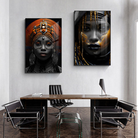 Portrait d'une femme noire sur toile, affiche d'artiste moderne, peinture murale africaine, décoration murale pour la maison