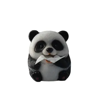 Salon décoration Table à thé décor à la maison boîte à mouchoirs créatif mignon Panda boîte à mouchoirs Statue résine Sculpture - Product Image 1