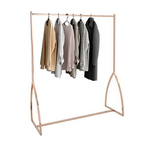 Estante de exhibición de ropa, accesorios de tienda de ropa, soporte de exhibición de <span class=keywords><strong>Metal</strong></span> dorado Simple para ropa, <span class=keywords><strong>Metal</strong></span> o acero inoxidable - Product Image 1