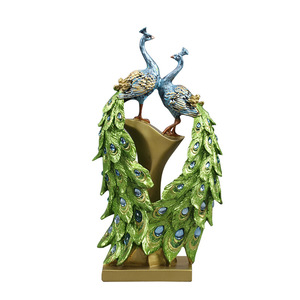 Coppia creativa di pavone scultura ornamenti di buon auspicio decorazione per soggiorno domestico nuovi regali artigianali in resina per la casa - Product Image 6