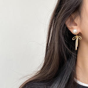 Pendientes Largos de Plata de Ley S925 con Baño de Oro y Perla, Estilo Simple y Dulce, Pendientes Colgantes de Moda - Product Image 4