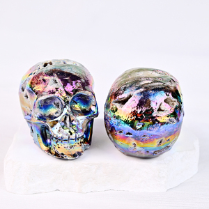 Лидер продаж, ореол, сфалеритовые черепа, резные драгоценные камни, ручной работы, титановые черепа ауры, поделки для коллекции - Product Image 3