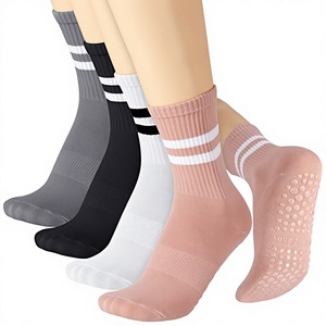 Personalized Cotton Jacquard Pilates Grip Socks Stripes Dance Yoga Embroidery Anti <b>Slip</b> Cute Pilates Socks solid color - Product Image 3