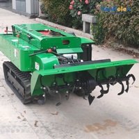 Op afstand bestuurbare crawler-rotorfrees voor boomgaard- en heuvellandbouw, 9-in-1 multifunctionele cultivator met sproeifunctie