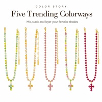 Collier Croix CZ pour Femme, Chaîne Irrégulière, Pendentif Géométrique en Pierres Colorées, Bijou Tendance Décontracté, Cadeau pour Fête et Festival