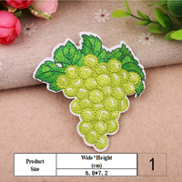 Groene paarse druiven geborduurde patches, strijkbaar, fruitmotief, decoratieve patch voor jassen, tassen, hoeden, DIY