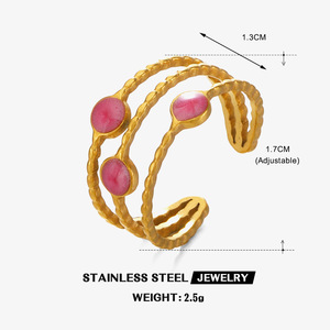 Cross-Border Women's Stainless Steel Geometric <b>Open</b> <b>Ring</b> Oil Drop Plated Gold-color PVD 18K Gold Trendy Non-Fading Simple <b>Ring</b> - Product Image 5