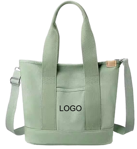 Royaa Custom Extra <b>Large</b> Cotton <b>Canvas</b> Tote Bags Logo Printing Blank <b>Plain</b> Pocket Zipper Shoulder Handle Letter Pattern - Product Image 2