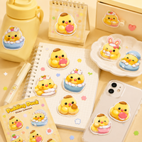 Étiquettes adhésives imperméables en vinyle motif canard jaune mignon pour bureau, porte, tasse, ordinateur portable, bagages, décoration de supermarché