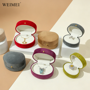 WEIMEI Factory Price Bulk Premium Round Velvet Jewelry Packaging for Wedding Engagement <b>Ring</b> Necklace Pendant Jewelry <b>Box</b> - Product Image 2