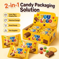 Bonbons aromatisés toutes catégories, emballage 2-en-1, solution tout-en-un pour l'emballage de bonbons durs/doux, sac en plastique avec boîte de présentation, logo UV