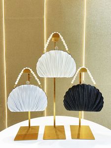 Fashion Shell Pleated Pearl <b>Clutch</b> Bag Women <b>Wedding</b> Evening bags Chain Shoulder Handbag Luxury Ladies party Evening Bag - Product Image 6