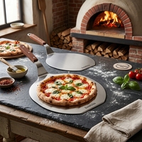 Pelle à pizza en acier inoxydable avec manche en bois, écologique, personnalisée, ronde, pour la cuisson au four, outil de pâtisserie