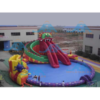Parc aquatique gonflable mobile commercial Dolphin avec toboggan et piscine