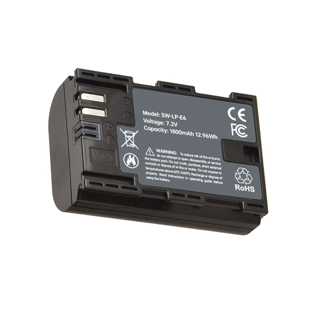 Replacement Camera Battery LP-E6 for Canon EOS R7 60Da 7D 7D2 7DII 70D 80D Battery LPE6 1800mAh 7.2V