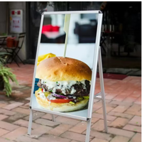 Panneau publicitaire pliable double face en forme de A, robuste, avec glissière latérale, pour l'affichage d'affiches publicitaires