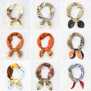 New Luxurious Style Fashion Spring Leaf Pattern 70*70 cm Retro <b>Tartan</b> Polyester Silk Square Neck <b>Scarf</b> Ladies Usa Mairun 823 - Product Image 3