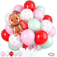 Frohe Weihnachten Latex-Ballon-Set Rosa Rot Hellgrün Zuckerstangen-Stern-Folienballons Babyparty Geschlechtsoffenbarung Neujahrsparty-Deko Schleife