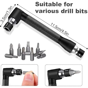 Adaptateur de tournevis à angle de 105 degrés, 6 pièces, douille à double tête, clé à cliquet 360 °   Ensemble d'adaptateurs de douilles à choc rotatifs 1/2\", 1/4\", 3/8\" - Product Image 4