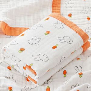 New Fashion Customizable Cute Printed 4 Layer Soft 100% Organic Cotton Fabric <b>Muslin</b> Infant <b>Baby</b> Swaddle Wrap Blanket - Product Image 6