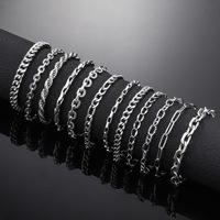 Bracelet et joncs en acier inoxydable unisexe, chaîne cubaine inaltérable, cadeau tendance et polyvalent