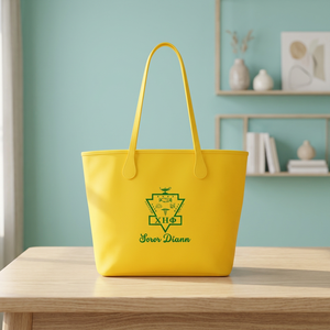 Chi Eta Phi Women's Custom Embroidery PU Leather Outdoor Large Capacity Shopping Tote Soror Name Bucket Shape Two Shoulder - Product Image 3