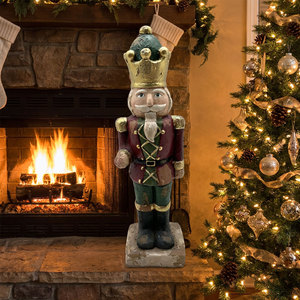Statue de <span class=keywords><strong>Casse</strong></span>-<span class=keywords><strong>Noisette</strong></span> Couronné Vintage en Magnésie, Peinture Effet Craquelé, OEM Usine, Décoration de Noël pour Cheminée Intérieure, Extérieur et Porte - Product Image 2