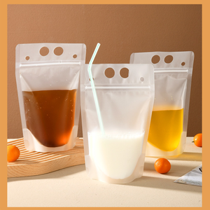 Sac Ziplock Transparent en PE à Poignée, Idéal pour Boissons de Fête, avec <span class=keywords><strong>Paille</strong></span>, pour Aliments, Café, Lait Liquide, Jus - Grande <span class=keywords><strong>Vente</strong></span> - Product Image 1