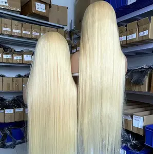 Parrucche anteriori in pizzo pieno parrucche capelli umani lunghi 100% capelli umani vergini 180% brasiliano senza colla Hd 613 all'ingrosso 40 pollici