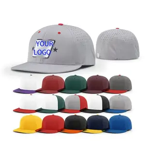 Gorra de béisbol para correr con ventilación láser y logotipo de bordado personalizado de dos tonos elásticos personalizados con estampado completo