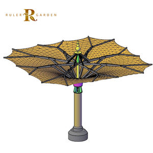 Parapluie motorisé pour paysage, résistant au vent, imperméable, à l'énergie solaire, pulvérisant un café, un bar, un espace carré pour l'extérieur. - Product Image 6