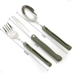 Juego de Cubiertos Portátiles de Acero Inoxidable para Viaje, 3 Piezas, Tenedor, Cuchillo y Cuchara Plegables, para Campamento al Aire Libre, Regalo - Product Image 4
