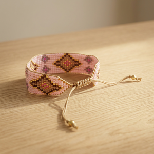 Bracelet en perles Miyuki Delica rose fait main Sstringz, bracelet à motif géométrique réglable pour femmes, bijoux tendance - Product Image 4