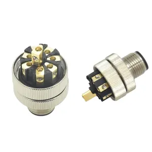 Power Application 8 Pin M12 Male Connector Round Shape Waterproof Circular Electrical <b>Plug</b> with Metal Shield - Product Image 3