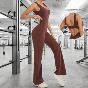 Mono Deportivo de Fitness para Mujer con Logotipo Personalizado, de Secado Rápido, Transpirable, Elástico en Cuatro Direcciones, de Spandex/Nylon, con Pierna Ancha - Product Image 3