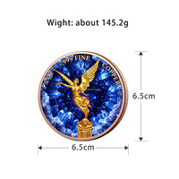 Vente en gros usine Pièce commémorative plaquée or 5 OZ .999 en cuivre pur fin, avec relief cristallin Angel de la Libertad du Mexique