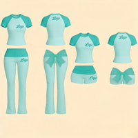 Ensemble décontracté 2 pièces pour femme, été 2026, avec joli nœud, manches courtes, taille plissée et pantalon évasé, personnalisable