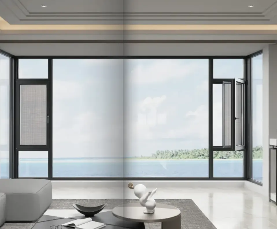 Профессиональный дизайн, Настраиваемые окна с двойным остеклением, алюминиевые створчатые окна с экраном