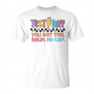 Camiseta de motivación para el día de examen, manga corta, cuello redondo, unisex, para adultos, impresión digital, regreso a la escuela - Product Image 3