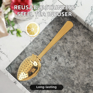 Infuseur à thé réutilisable en acier inoxydable 304 de qualité alimentaire, écologique, avec poignée, pour thé en feuilles - Product Image 2