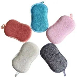 Microfiber Dual Action Kitchen Scrub Sponge Dish Pot Grease And Dirt Remover Scour Pad