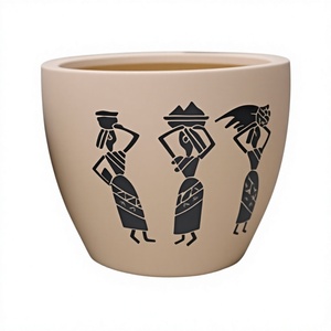 Maceta de Cerámica Negra Vietnamita Vintage con Acabado Glaseado, Diseño Rústico Moderno y Minimalista, con Orificio de Drenaje 1000 - Product Image 4