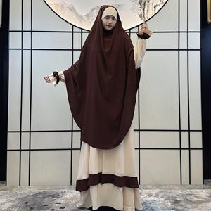 महिलाओं की मामूली लंबी पोशाक और दो-टुकड़ा सेट प्लस आकार अबाया रोबे के साथ शरद ऋतु ऋतु के मौसम के लिए रंग मिलान के साथ - Product Image 4