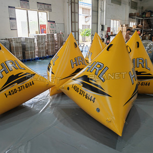 Marqueur triangulaire gonflable en PVC personnalisé pour événements aquatiques, flotteur de <span class=keywords><strong>triathlon</strong></span> jaune pour marquages de course - Product Image 4