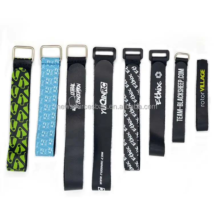custom logo size Strong quality hook and loop Anti-slip lipo battery velcroes straps with iron buckle
