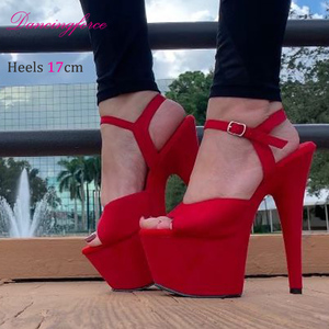 <span class=keywords><strong>Sandali</strong></span> Sexy da Nightclub con <span class=keywords><strong>Tacco</strong></span> a Spillo 17cm, Scarpe da Pole Dance in Camoscio Bordeaux con Punta Aperta, Tacchi Alti da Passerella per Donna - Product Image 5